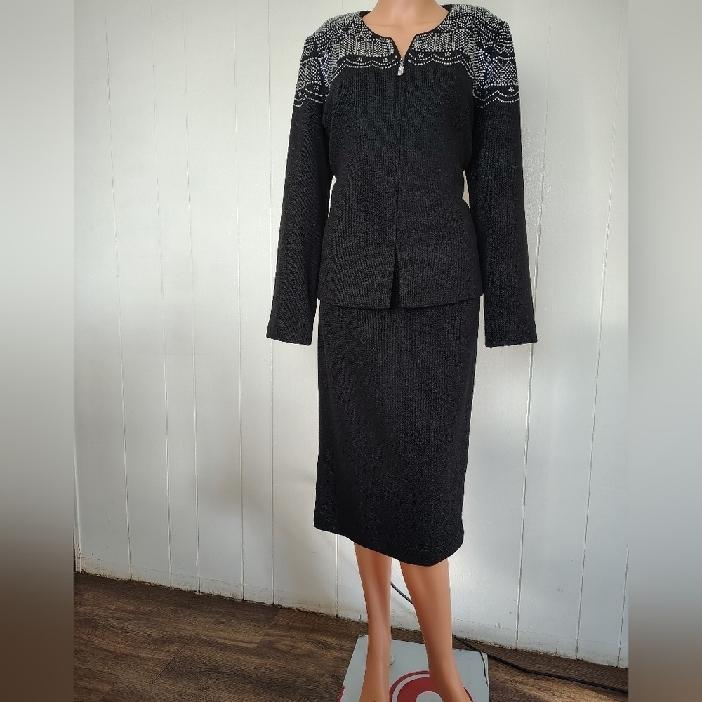 Ben Marc International Elegant Black Skirt And Blazer Size 10
